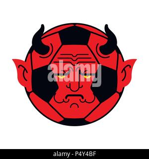 Ballon de soccer ball. démon diable rouge. Vector illustration Illustration de Vecteur