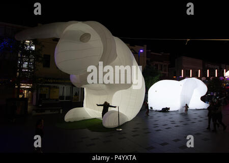 Nuits sur couronne. Vers le bas le trou de lapin. Crown Street Mall, Wollongong. Banque D'Images