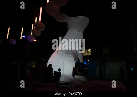 Nuits sur couronne. Vers le bas le trou de lapin. Crown Street Mall, Wollongong. Banque D'Images