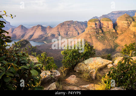 L'Afrique, Afrique du Sud, Mpumalanga, Panorama Route, Blyde River Canyon Nature Reserve, Trois Rondavels Banque D'Images