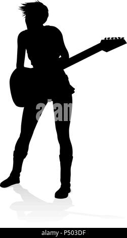 Silhouette guitariste musicien Illustration de Vecteur