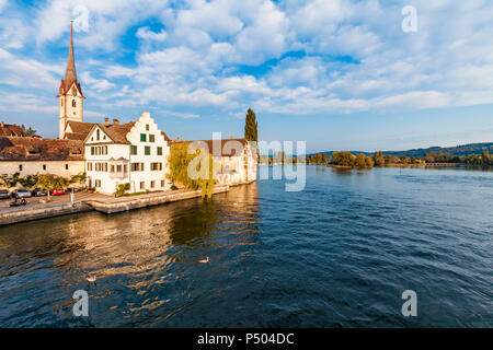 La Suisse, canton de Schaffhouse, Stein am Rhein, le lac de Constance, le Rhin, de la vieille ville, l'abbaye de Saint George Banque D'Images