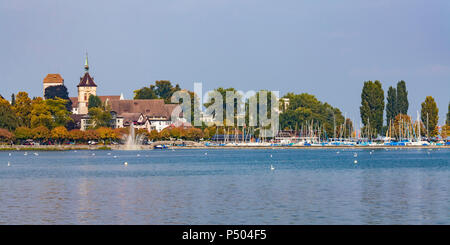 La Suisse, Thurgovie, Zürich, le lac de Constance, Port, Château d'Arbon et de l'église St Martin Banque D'Images