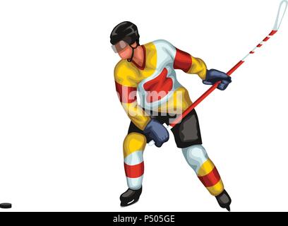 Le joueur de hockey le jaune Illustration de Vecteur