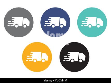 Ensemble de boutons ronds colorés avec camion de déménagement - vector icône adapté à l'entreprise de transport web ou e-shop Illustration de Vecteur