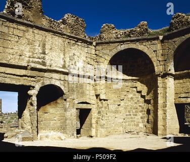 L'art islamique en Syrie. Bosra. Hammab Manshak. Ancien bain public. L'époque mamelouke. 14e siècle. Point de vue. Ruines. Banque D'Images