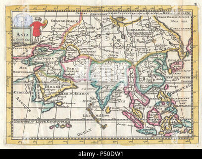 1706 de la Feuille Carte de l'Asie - Asie - Geographicus-lafeuille-1706. Banque D'Images