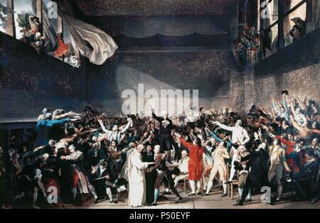 Jacques-Louis David (1748-1825). Peintre français dans le style néo-classique. Révolution française. La cour de tennis serment (20 juin 1789). La peinture. Musée Carnavalet. Paris. La France. Banque D'Images