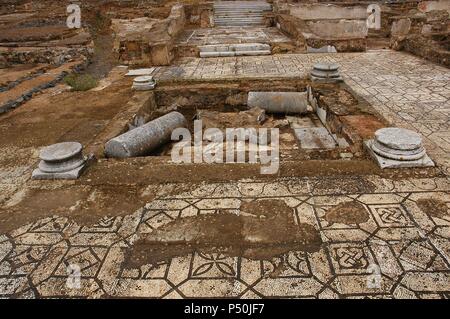 Pisoes Villa romaine (1er au 4ème siècle après J.-C.). Mosaïque. Près de Beja. El'Alentejo. Le Portugal. Banque D'Images