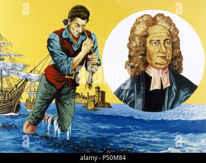 Jonathan Swift (1667-1745). Satiriste anglo-irlandais, essayiste, poète et clerc. Les Voyages de Gulliver (1726). Banque D'Images