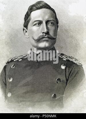 Guillaume II d'Allemagne (Potsdam, 1859-Doorn, 1941). Roi de Prusse et empereur germanique (1888-1918), fils et successeur de Frédéric III. La gravure. Banque D'Images