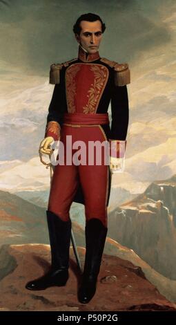 Simon Bolivar (1783-1830), connu sous le nom d'El Libertador. Portrait par Antonio Salguero (1868-1935). Maison de sucre Musée. Quito. L'Équateur. Banque D'Images