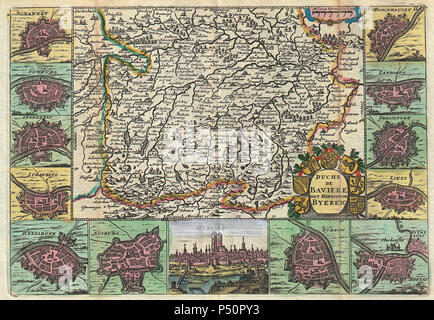 1747 La feuille Plan de Bavière, Allemagne - Geographicus - Baviere-lafeuille-1747. Banque D'Images