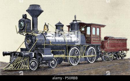 Locomotive. Dimensions R. Loewenstein. 'La Ilustracion' 1881. La gravure. Banque D'Images