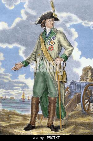 POTYOMKIN, Grigory by (Cizevo Nikolajev, 1739, 1791). Soldat et homme politique russe. La gravure. De couleur. Banque D'Images