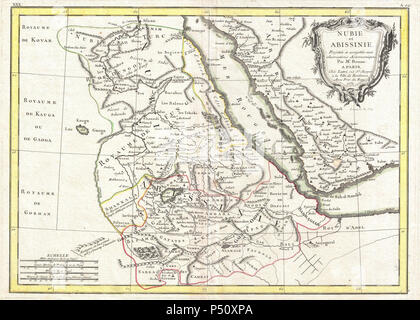 1771 Bonne carte de l'Abyssinie (Ethiopie), le Soudan et la Mer Rouge - Geographicus - Abissine-bonne-1771. Banque D'Images