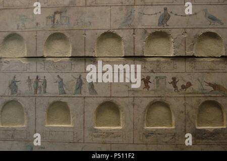 En plein air. 1er siècle. Un columbarium d'une Villa Doria Pamphili. Détail. Le Musée National Romain. Palazzo Massimo. Rome. L'Italie. Banque D'Images