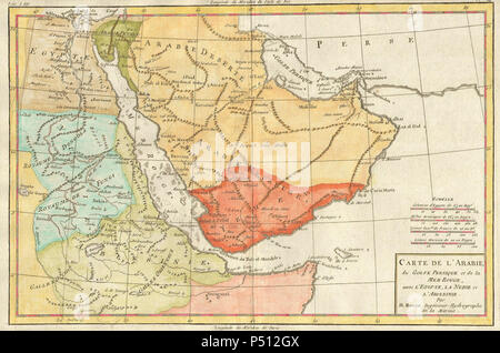 1780 Bonne carte de l'Arabie, l'Égypte Éthiopie - Geographicus ^ - Saoudite-bonne-1780. Banque D'Images