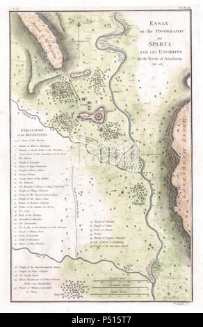 1783 Bocage Plan de la topographie de la ville de Sparte, Grèce Antique, et ses environs - Geographicus - Sparte2-blanc-1793. Banque D'Images