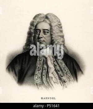 Georg Friedrich Haendel (Halle, 1685-Londres, 1759). Le compositeur de origen alemán, posteriormente nacionalizado inglés. Banque D'Images