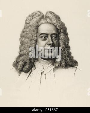 Georg Friedrich Haendel (Halle, 1685-Londres, 1759). Le compositeur de origen alemán, posteriormente nacionalizado inglés. Banque D'Images