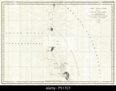 1786 La Perouse Plan de San Francisco, la baie de Monterey, Californie et l'Oregon - Geographicus - Californie-perouse-1786. Banque D'Images