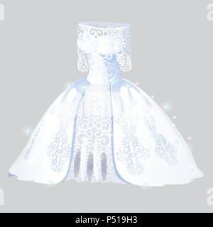 Robe de demoiselle d'honneur de luxe isolé sur fond gris. Vêtements de mariage. Vector illustration. Illustration de Vecteur