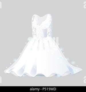 Robe de demoiselle d'honneur de luxe isolé sur fond gris. Vêtements de mariage. Vector illustration. Illustration de Vecteur