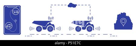 Transports intelligents et de camionnage. La surveillance et le contrôle des entreprises de camionnage. Les nouvelles technologies. Illustration de Vecteur