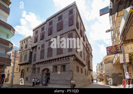 La façade extérieure, l'al-maison Amasyali, période ottomane, Rosetta, l'Égypte Banque D'Images