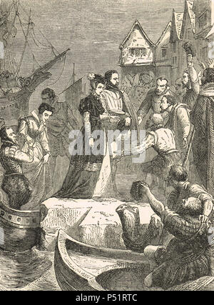 Marie, Reine des Écossais, arrivant à Leith, en Écosse, 1561 Banque D'Images