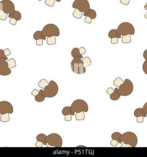 Motif champignons bolets sans couture. Vector illustration. Faire revenir les champignons isolé sur fond blanc. Illustration de Vecteur