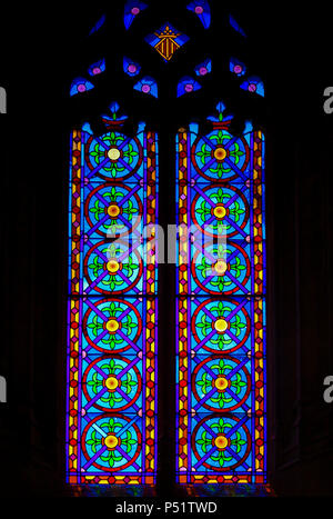 Vitraux dans l'Église du xiiie siècle de San Nicolas ou Saint Nicholas à Valence Banque D'Images