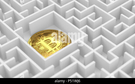 Bitcoin Fixant Dans Le Labyrinthe Ou Dedale Bitcoin Est Perdu D Une Conception Le Rendu 3d Photo Stock Alamy