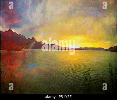 FINE ART : vue sur le lac (Kochelsee, Bavière, Allemagne) Banque D'Images