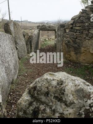 ARTE PREHISTORICO. NEOLITICO. ESPAÑA. DOLMEN DE SAN MARTIN. Alrededores de Laguardia (BIASTERI). Comarca de la Rioja Alavesa. Provincia de Alava. País Vasco. Banque D'Images