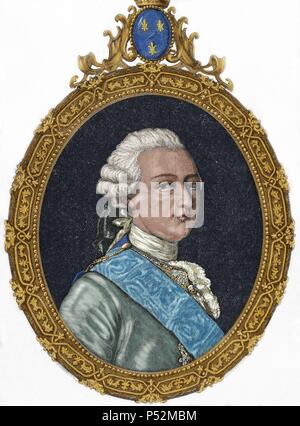 Louis Joseph de Bourbon (1736-1818), Prince de Condé de 1740 à sa mort. Il a occupé le prestigieux rang de prince du sang. Gravure par Pannemaker. De couleur. Banque D'Images