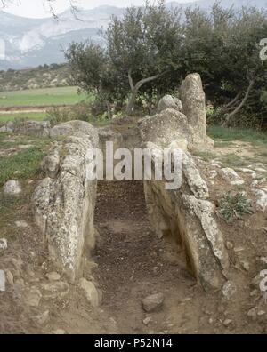 Dolmen El Sotillo. Néolithique. Laguardia. Pays Basque. L'Espagne. Banque D'Images