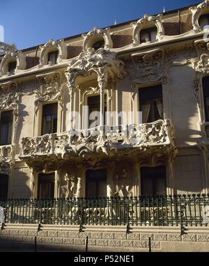 Palais de Longoria. 1900. Construit par José Grases (1850-1919). Siège de la Société générale des auteurs (SGAE). Façade. Madrid. L'Espagne. Banque D'Images