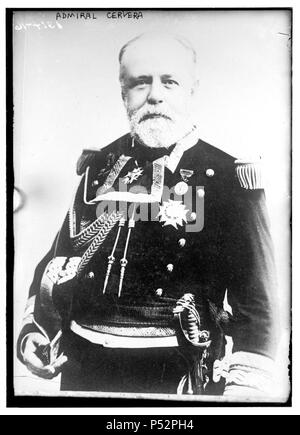 L'amiral Pascual Cervera y Topete (18 février 1839, Vejer de la Frontera, Cadix, Espagne - 3 avril 1909, Puerto Real, Cádiz, Espagne) était un officier de marine espagnol avec rang d'Almirante (amiral) (l'amiral Cervera) Banque D'Images