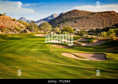 Eagle Mountain Golf Club trou no 12, Fountain Hills, Arizona. Banque D'Images