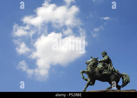 Bogdan Chmielnicki (1595-1657). Le chef cosaque. Monument, 1888. A été créé par le sculpteur Mikhail Mikeshin (1835-1896). . Sofia Square. Kiev. L'Ukraine. Banque D'Images