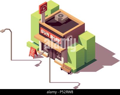 Magasin d'armes isométrique vectoriel Illustration de Vecteur