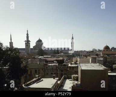 La Syrie. Damas. Vieille ville avec la Mosquée des Omeyyades. Point de vue. Photo avant la guerre civile syrienne. Banque D'Images