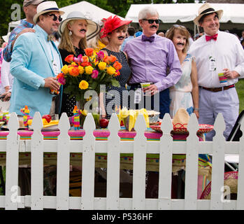 Les plaines, Virginie/USA-5-19-17 : groupe de personnes posent pour la photo à un parti le talonnage du Virginia Gold Cup. Banque D'Images