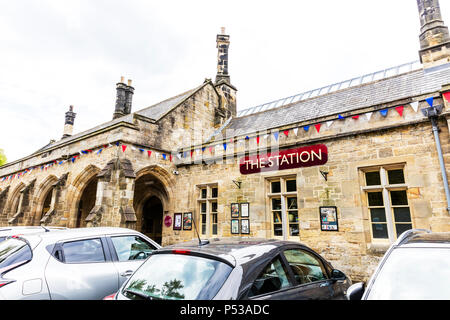 La gare de Richmond, Richmond Yorkshire UK, la station Richmond yorkshire, gare désaffectée à la gare de Richmond, North Yorkshire, UK Construction Banque D'Images