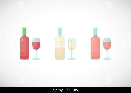 Vector icon set vin télévision, télévision conception de rouge, blanc, rosé, winery objet isolé sur fond blanc, cute vector illustration Illustration de Vecteur