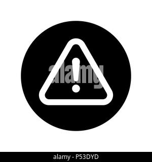 L'attention dans l'icône cercle noir. Symbole de danger dans un style plat isolé sur fond blanc. Attention signer avec l'icône point d'exclamation. Je risque simple Illustration de Vecteur