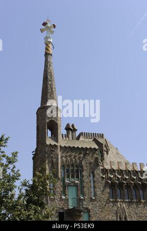 Torre de Bellesguard (1900-1903), de Antoni Gaudí, carrer de Bellesguard 16. Banque D'Images