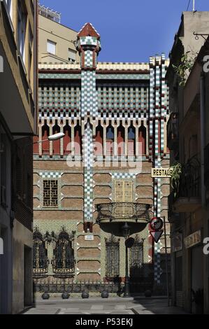 Casa Vicens (1883-1888), l'arquitecte Antoni Gaudí, C. de les Carolines 22, Barcelone. Banque D'Images